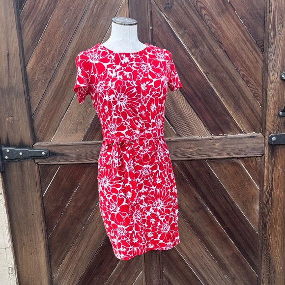 Diane Von Furstenberg Zoe in Dahlia small Poppy  Floral Mini Red Dress 0 - Picture 2 of 13